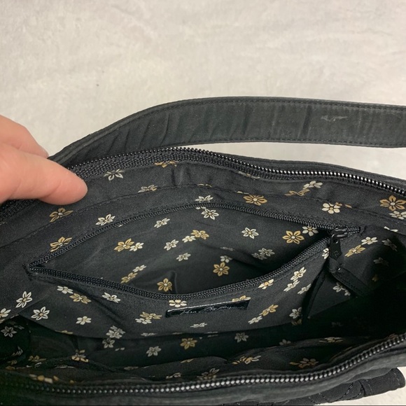 Quilted Vera Bradley small handbag Black and Tan - Picture 3 of 11